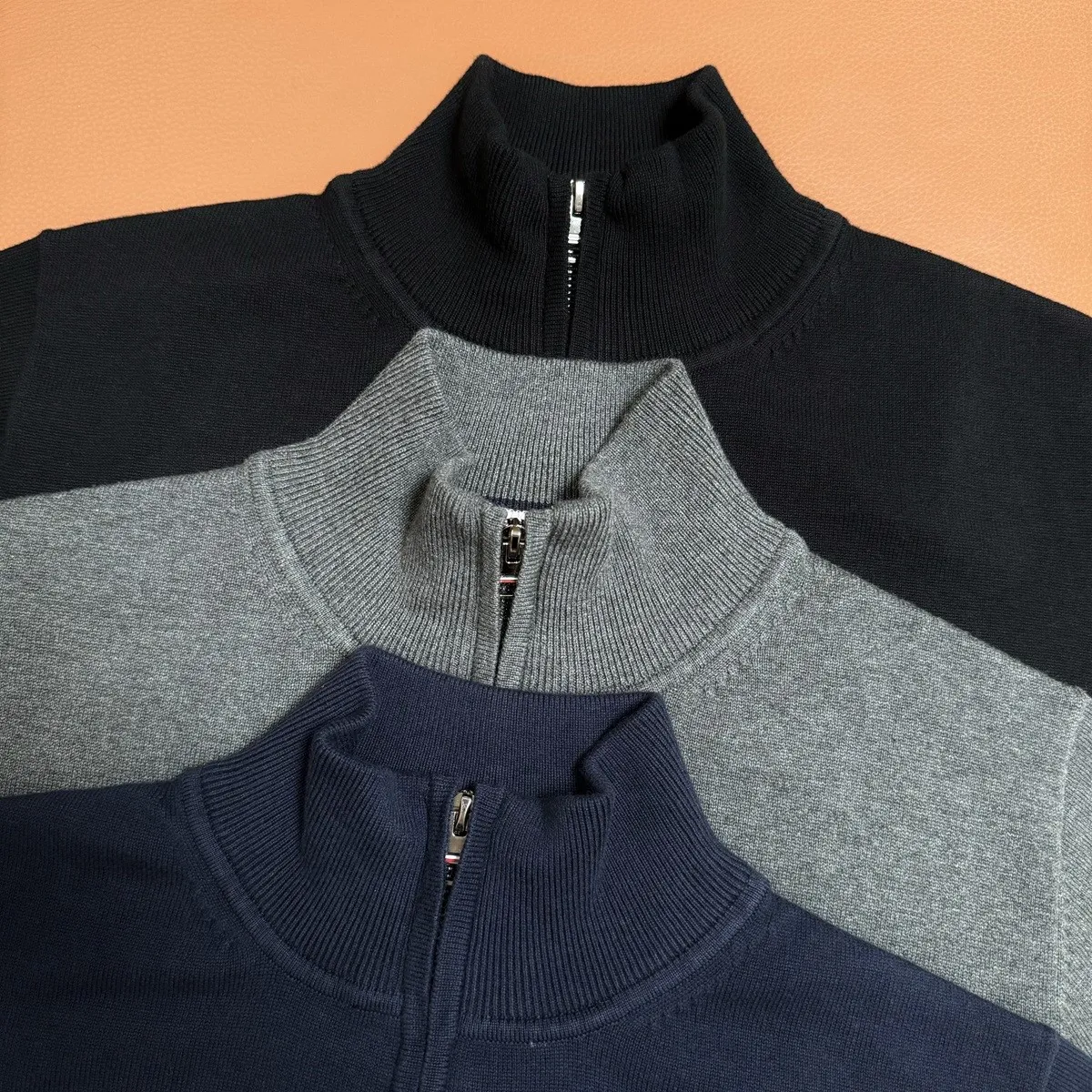 P220 M401#Ralph Lauren pony embroidered zipper sweater Color: black royal blue dark gray Size: M-XXL